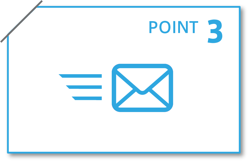 管理システムから工程に合わせたメール送信の画像